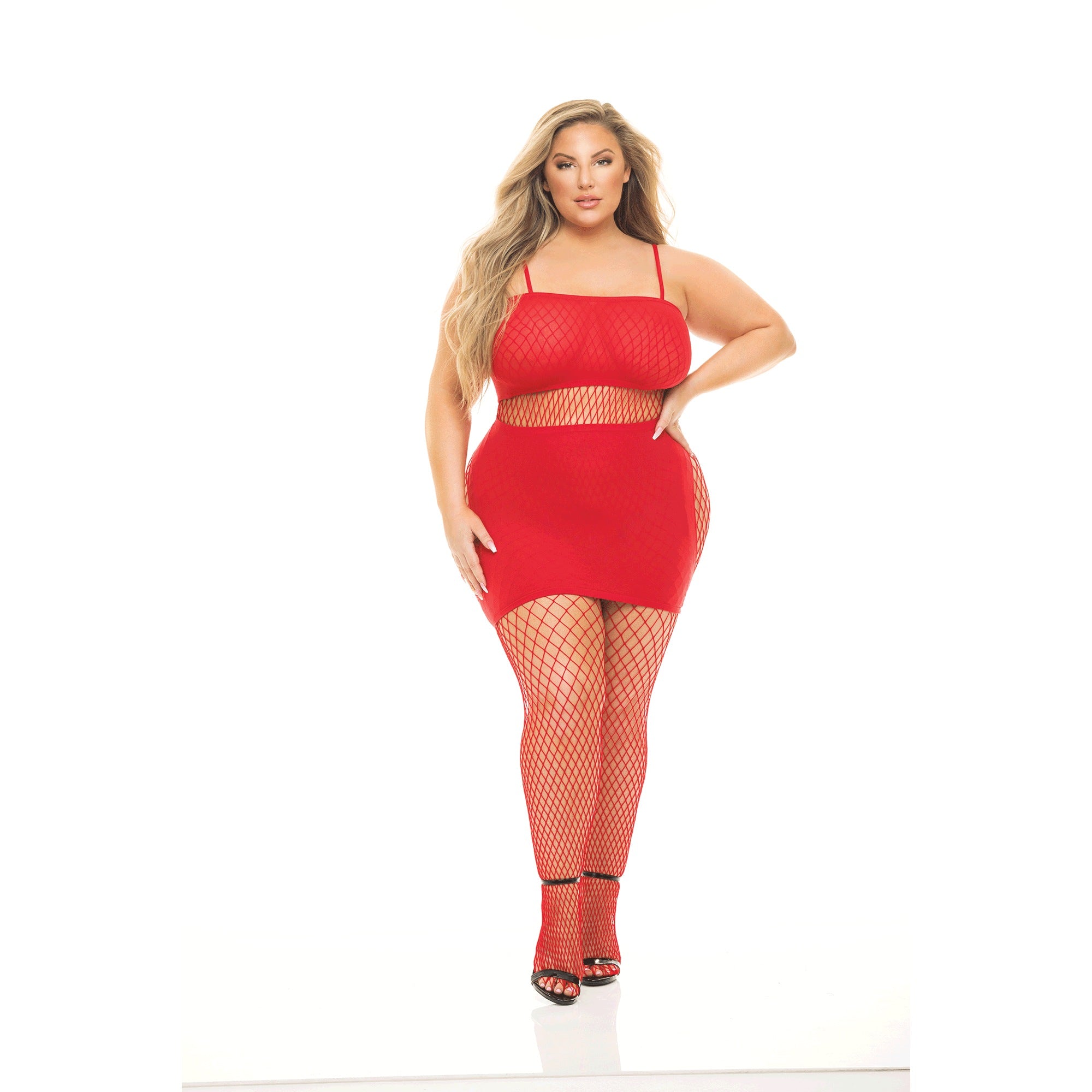 Plus-Size Set the Tone 3-Piece Fishnet Set By Rene Rofe