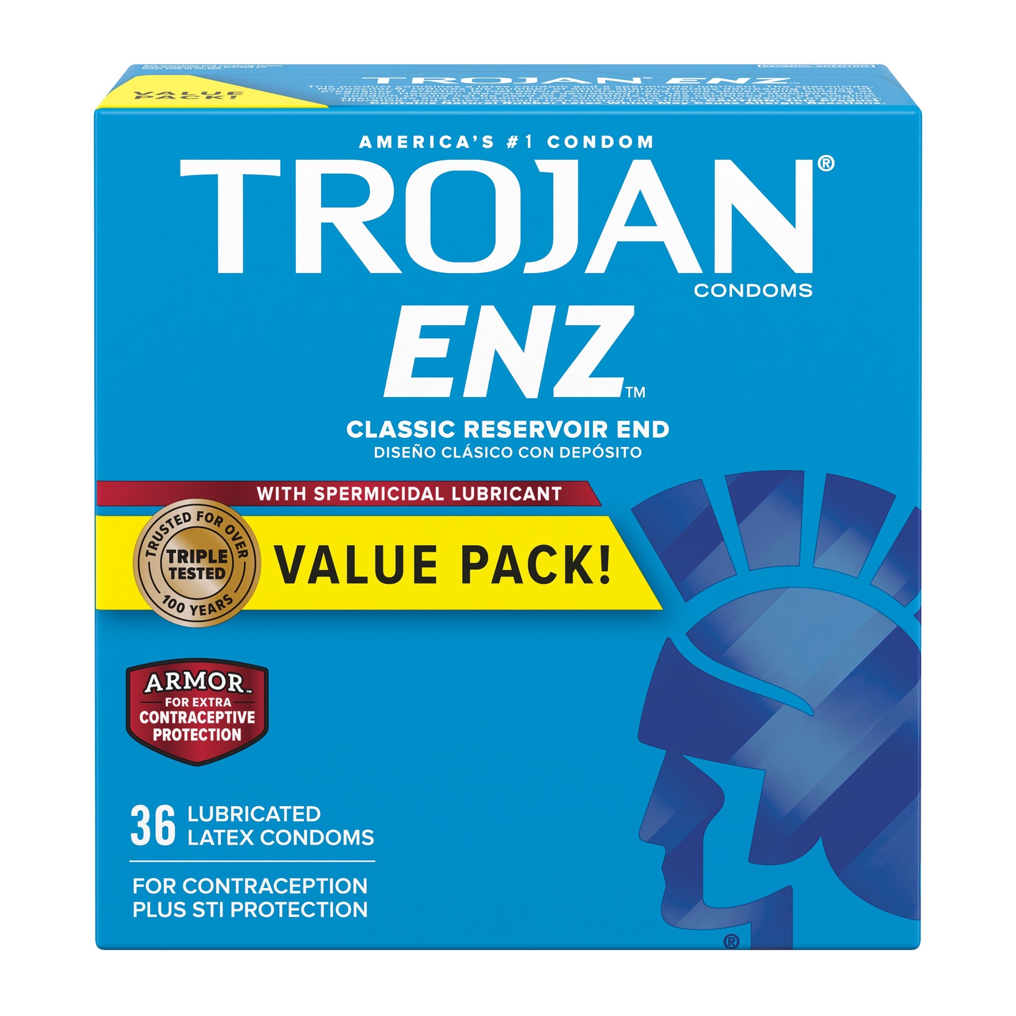 Trojan Enz Condom with Spermicidal Lubricant—Pack of 36