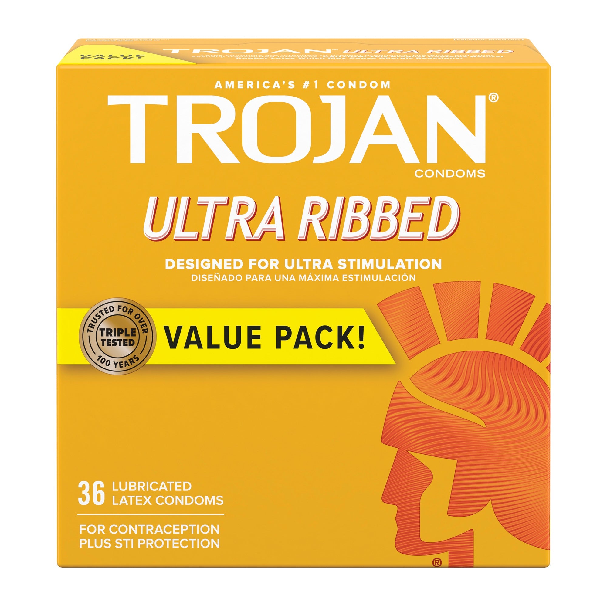 Trojan Ultra Ribbed Condoms—36 pack