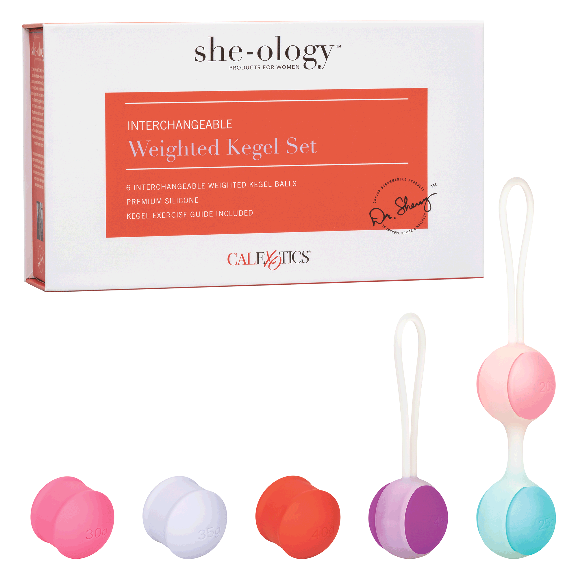 She-Ology Interchangeable Weighted Kegel Set by Calexotics