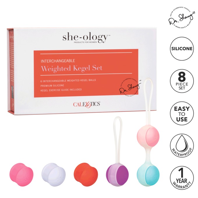 She-Ology Interchangeable Weighted Kegel Set by Calexotics, , large