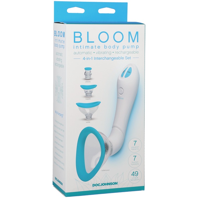 Bloom Intimate Body Pump Vibrating Rechargeable 4-Piece Interchangeable Set, , large
