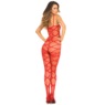 Strapped Up Sheer Bodystocking By Rene Rofe, Red, large