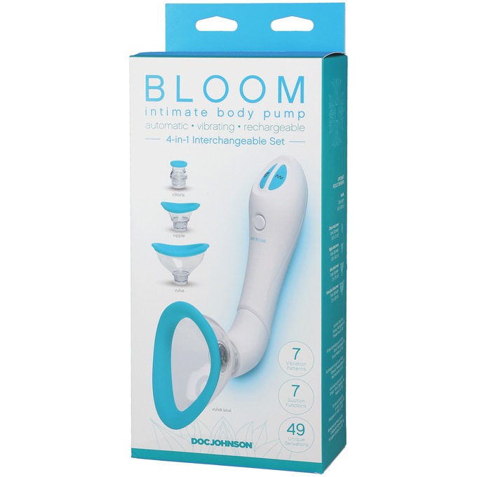Bloom Intimate Body Pump Vibrating Rechargeable 4-Piece Interchangeable Set, , large