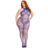 Plus-Size Seamless Lace Halter Bodystocking By Leg Avenue, , large