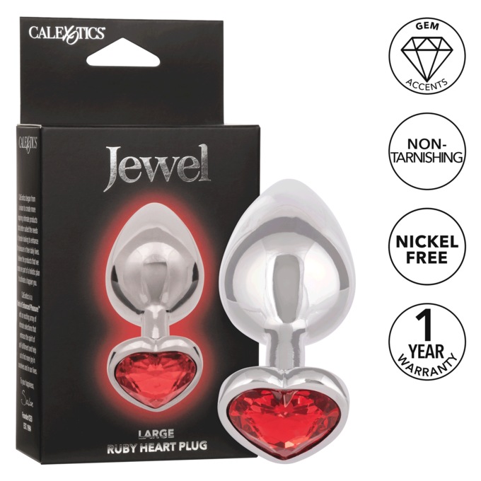 Jewel Large Ruby Heart Plug by Calexotics, , large