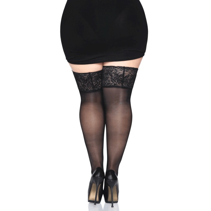 Plus-Size Lycra Stay Thigh Highs By Leg Avenue, , large