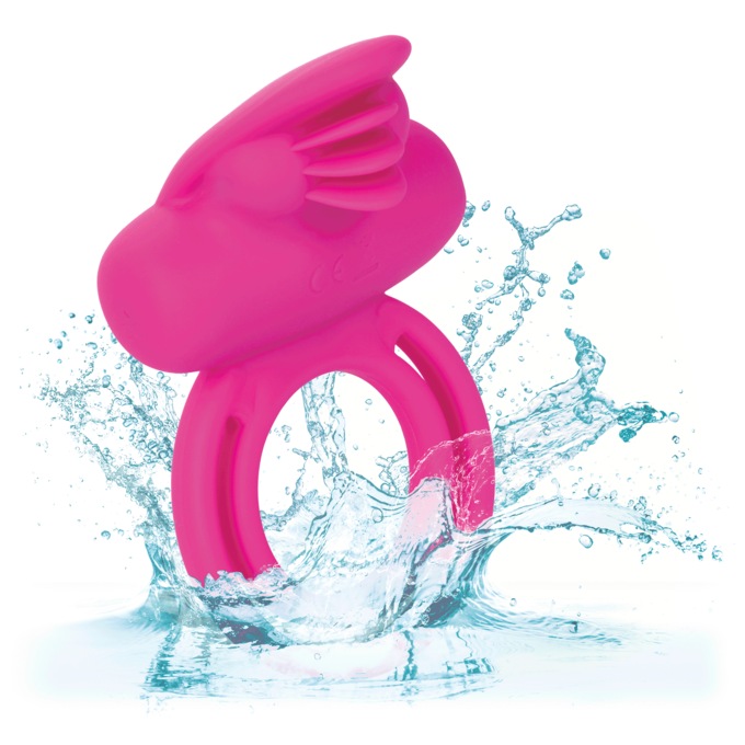 Silicone Rechargeable Dual Flicker Enhancer Couples Ring, , large