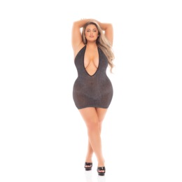 Plus-Size Love Bite Plunge Halter Dress By Rene Rofe, , large