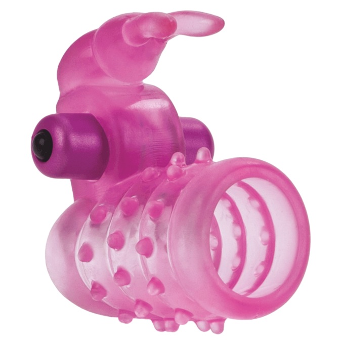 Basic Essentials Stretchy Vibrating Bunny Enhancer By Calexotics, , large