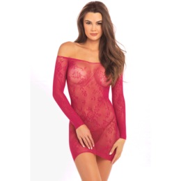 Fishnet Full Length Sleeves Babydoll by Rene Rofe, , large