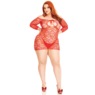 Plus-Size Keyhole Tie Seamless Heart Mini Dress By Leg Avenue, , large