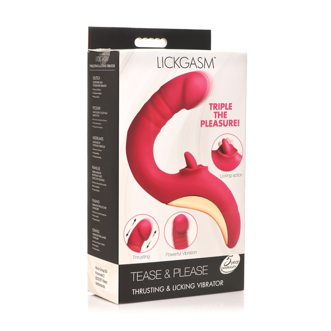 Tease and Please Licking and Thrusting Vibrator, , large