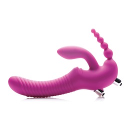 Strap U Regal Rider Vibrating Silicone Strapless Strap On 6&rdquo; Triple G Dildo, , large