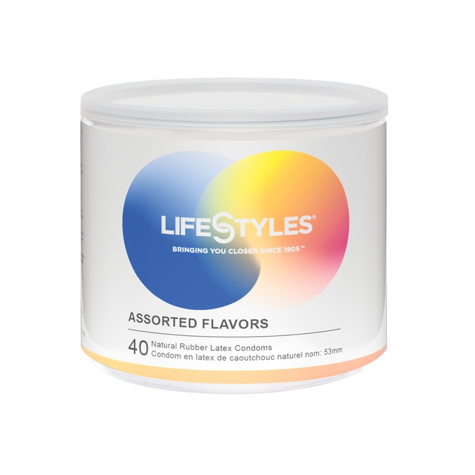 40-Piece Lifestyles Assorted Flavors Lubricated Latex Condoms, , large