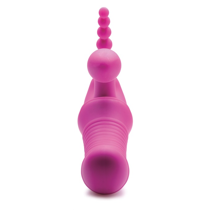 Strap U Regal Rider Vibrating Silicone Strapless Strap On 6” Triple G Dildo, , large