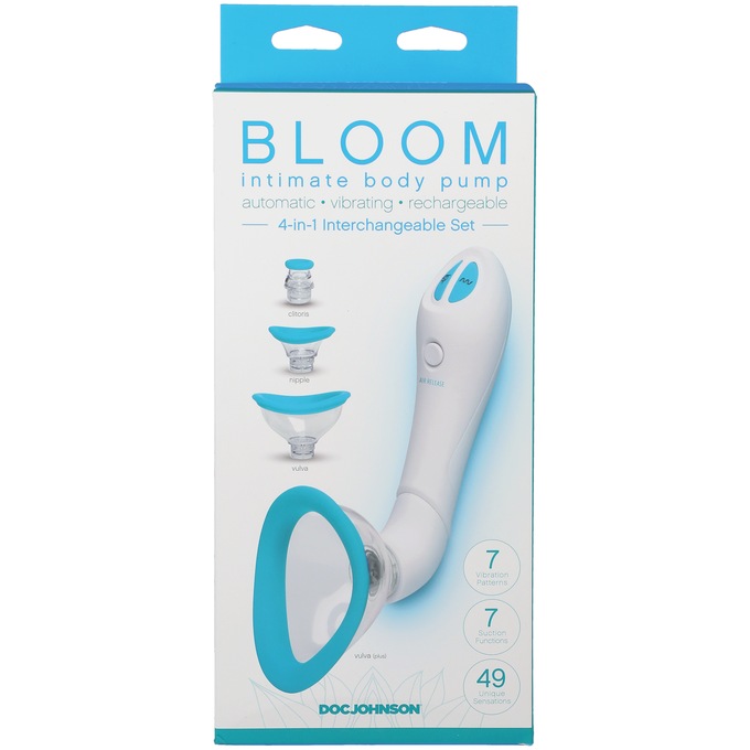 Bloom Intimate Body Pump Vibrating Rechargeable 4-Piece Interchangeable Set, , large