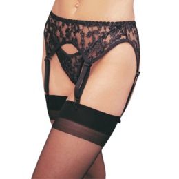 Plus-Size 2-Piece Lace Garter Belt with Thong By Leg Avenue, , large