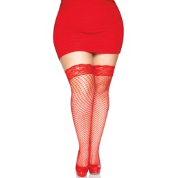 Plus-Size Thigh High Stay Up Silicone Lace Top Stockings By Leg Avenue, , large