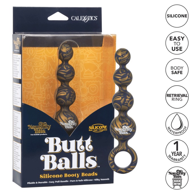 Naughty Bits Butt Balls Silicone Booty Beads by Calexotics, , large
