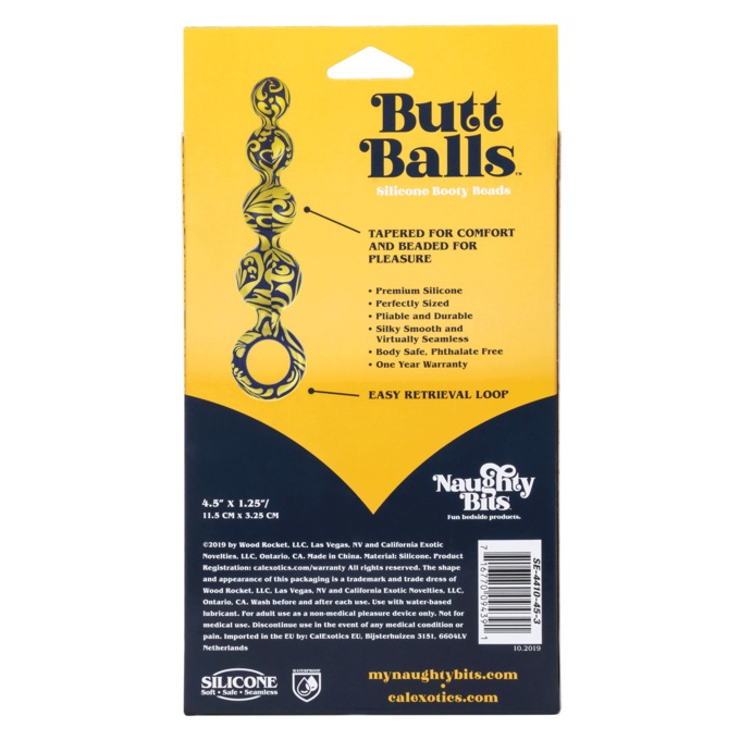 Naughty Bits Butt Balls Silicone Booty Beads by Calexotics, , large