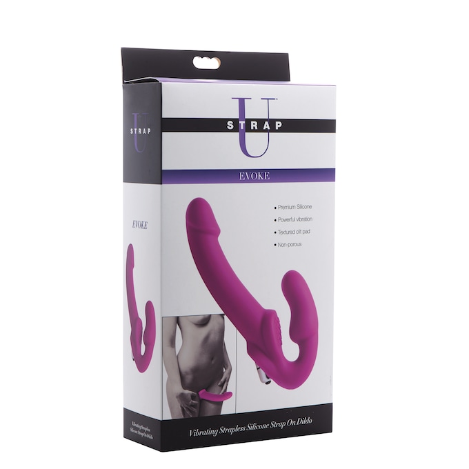 Strap U Evoke Ergo Fit Inflatable & Vibrating Silicone Strapless Strap-on with Remote, , large
