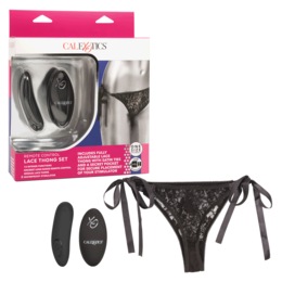 Remote Control Rechargeable Lace Thong Set, , large
