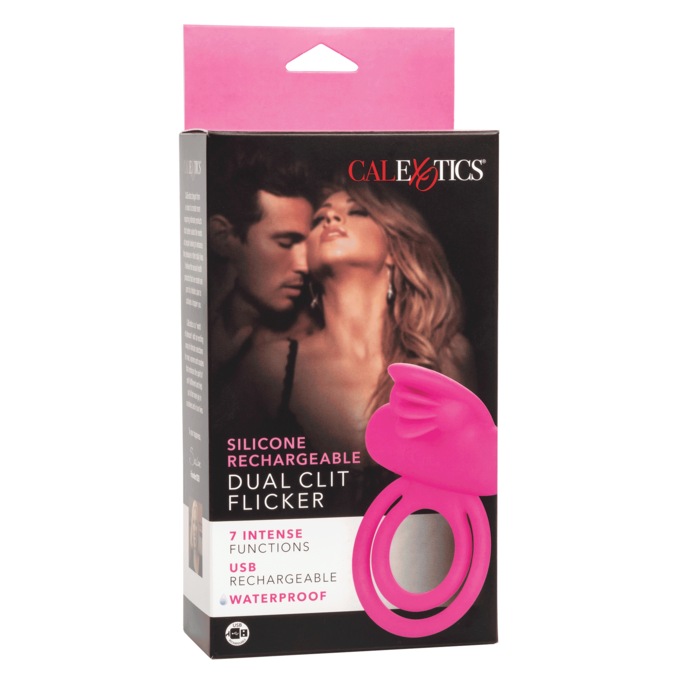 Silicone Rechargeable Dual Flicker Enhancer Couples Ring, , large
