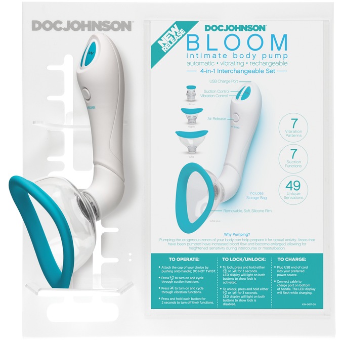 Bloom Intimate Body Pump Vibrating Rechargeable 4-Piece Interchangeable Set, , large