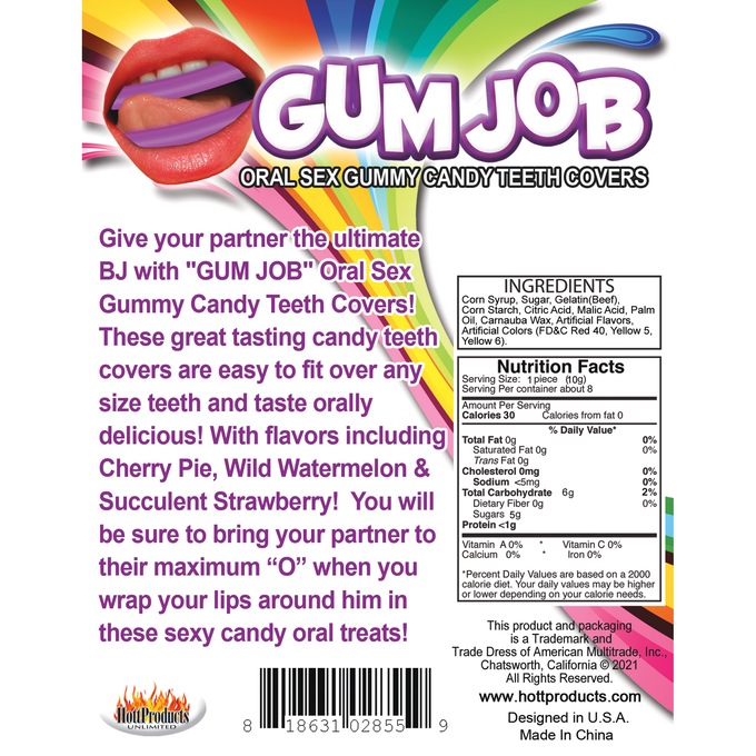 "GUM JOB" Oral Sex Gummy Candy Teeth Covers, , large