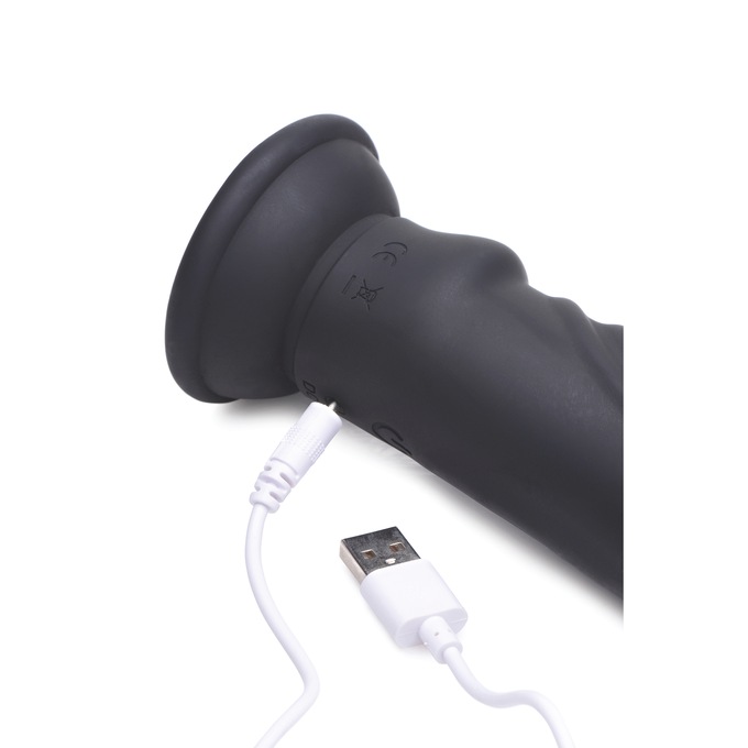Zues Vibrating E-stim Silicone Dildo with Remote, , large