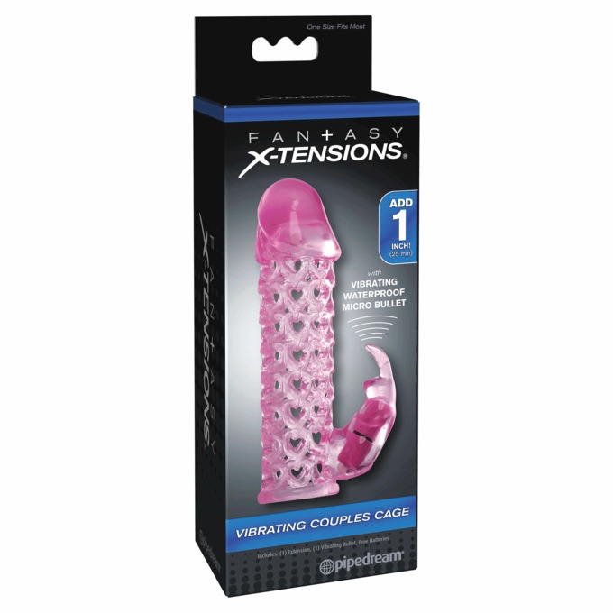 Fantasy X-Tensions 6.25" Vibrating Couples Cock Cage, , large