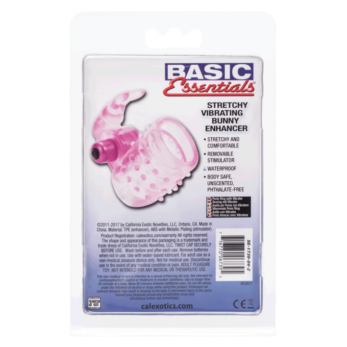 Basic Essentials Stretchy Vibrating Bunny Enhancer By Calexotics, , large