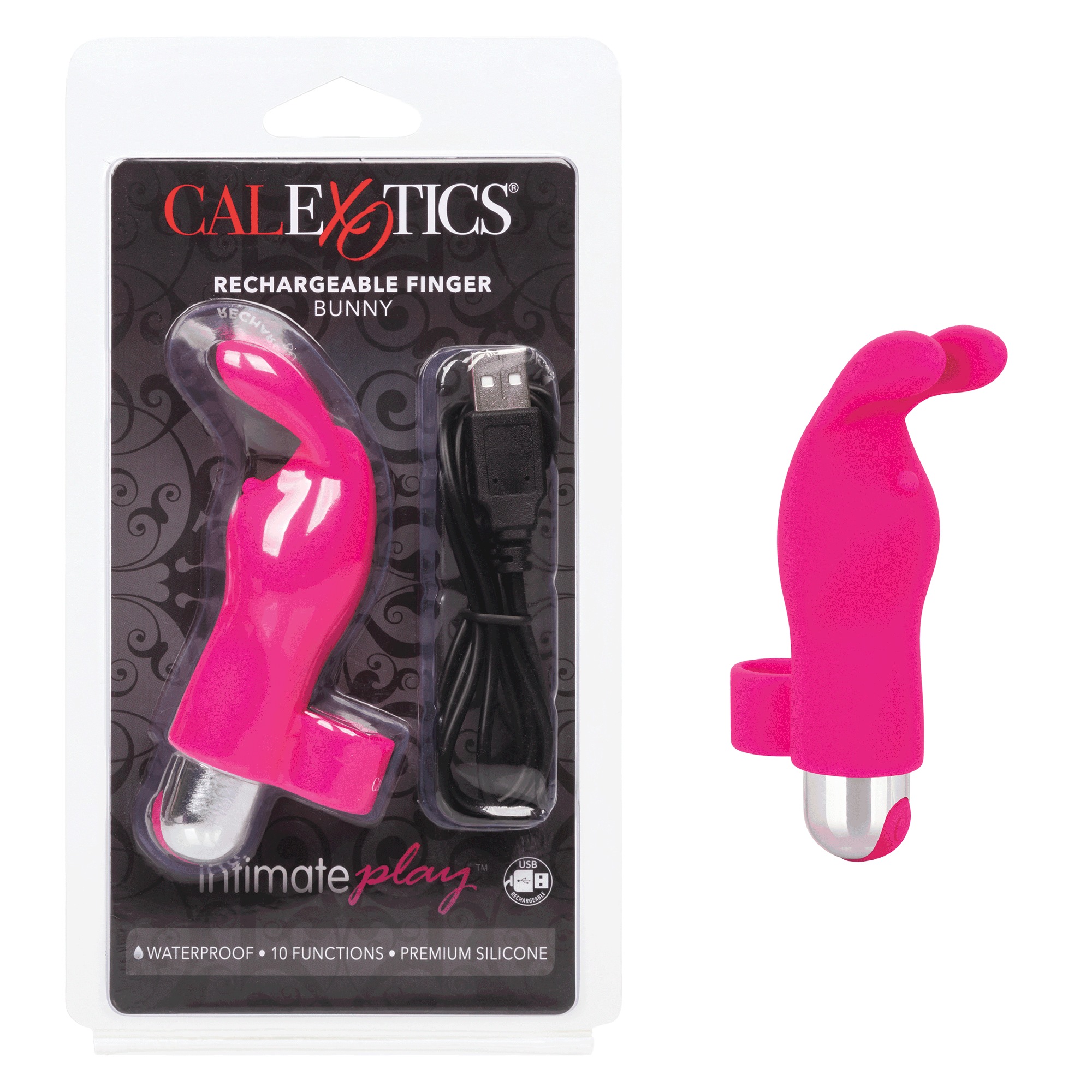 Calexotics Intimate Play Rechargeable Finger Bunny Silicone, Pink
